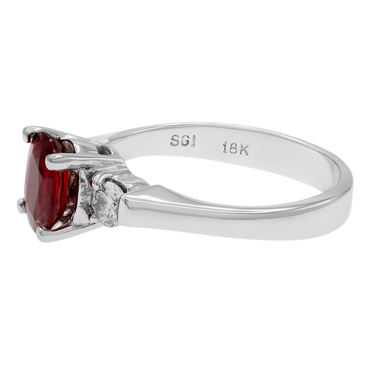 18K White Gold 1.13 Carat Ruby Diamond Ring Fine Jewellery Modaselle