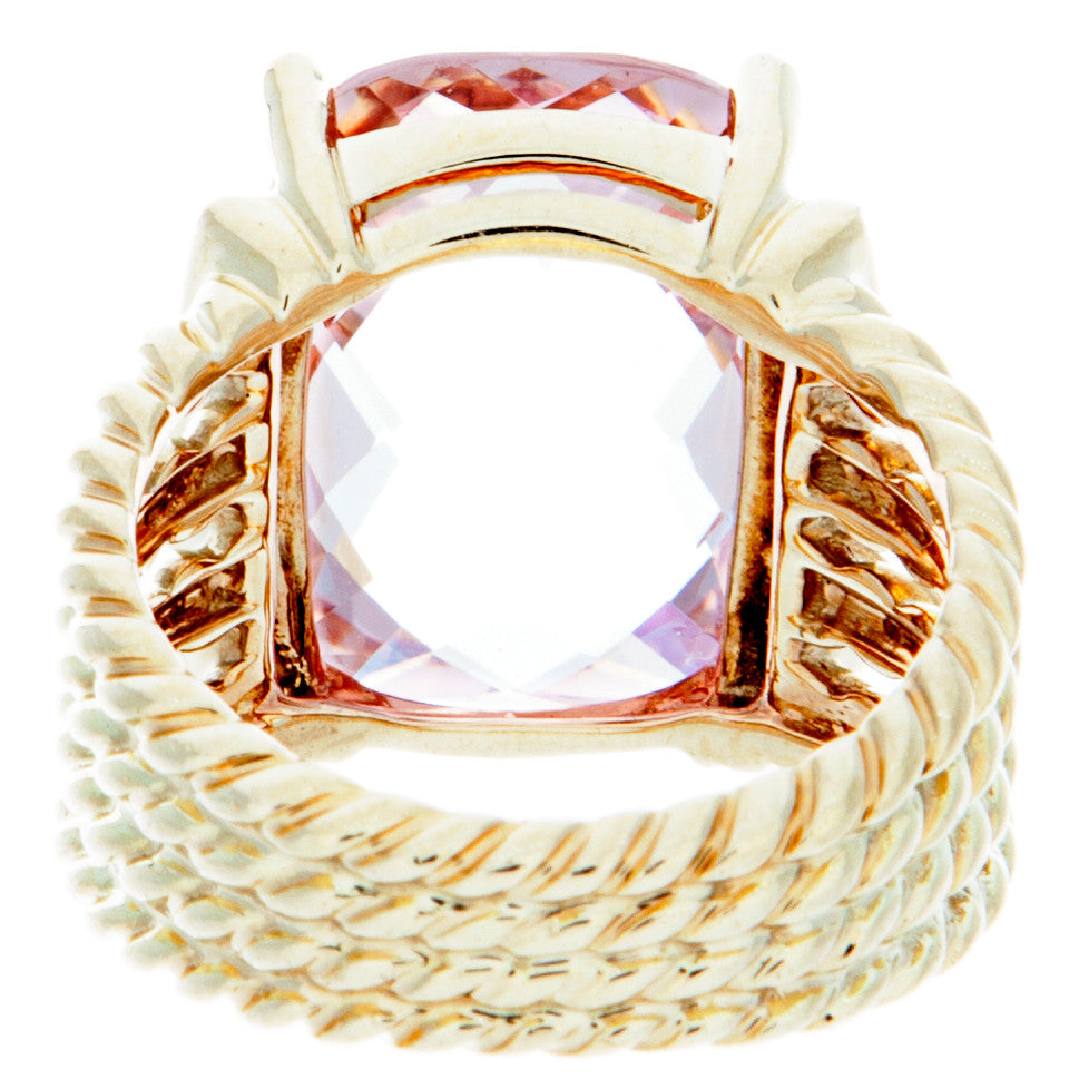David Yurman 18K Yellow Gold, Morganite & Diamond Wheaton Ring Designer Jewellery David Yurman
