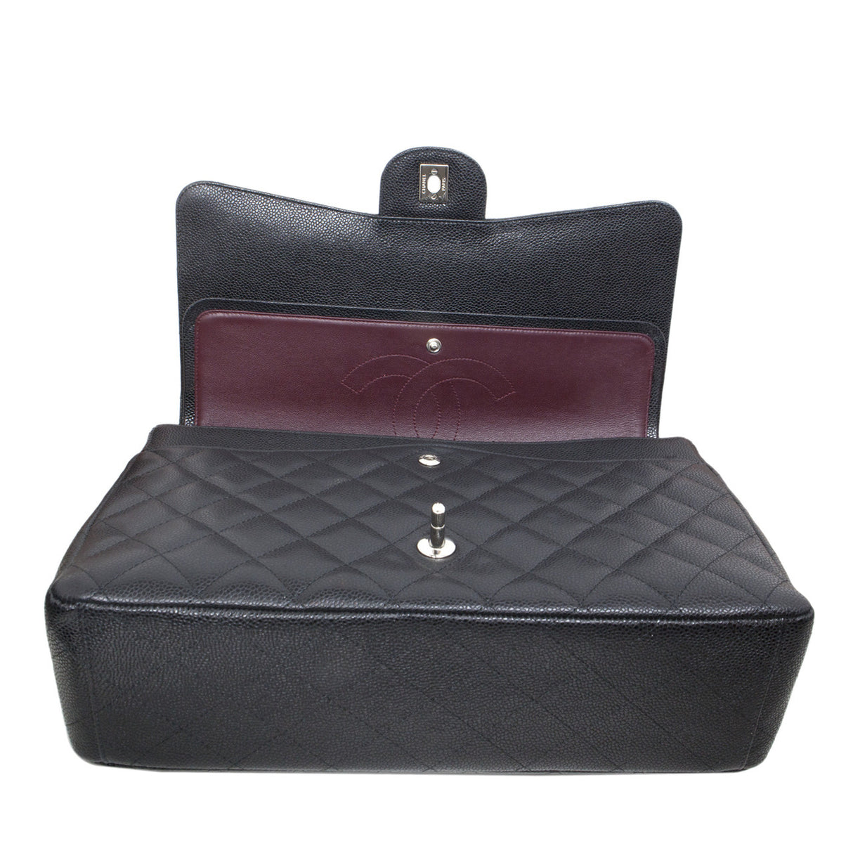 Chanel Black Caviar Maxi Classic Double Flap Handbags Chanel