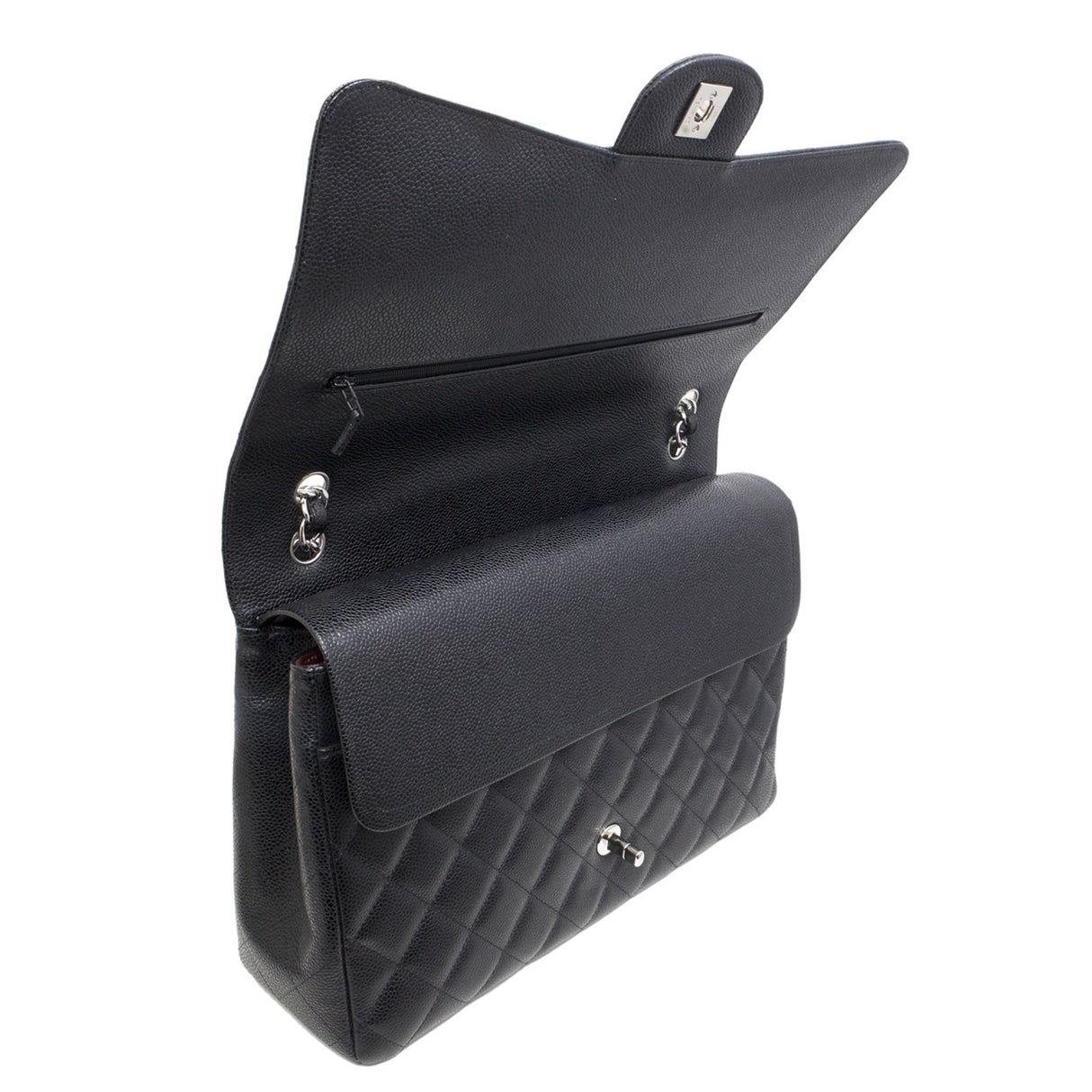 Chanel Black Caviar Maxi Classic Double Flap Handbags Chanel