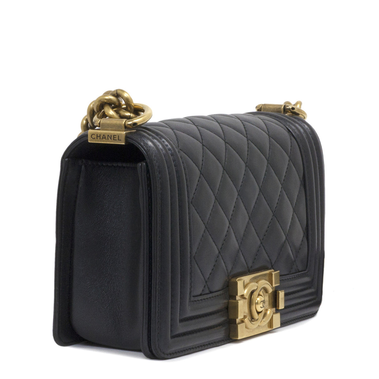 Chanel Black Quilted Lambskin Small Boy Bag Handbags Chanel