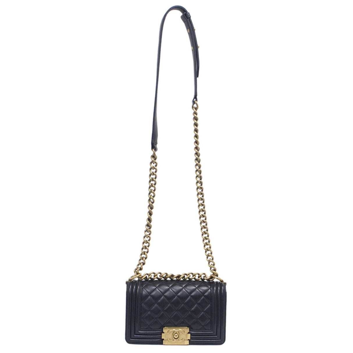 Chanel Black Quilted Lambskin Small Boy Bag Handbags Chanel