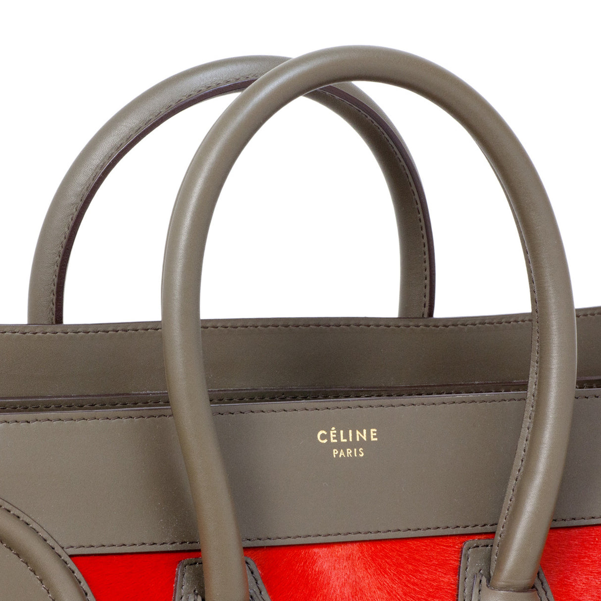 Celine Tri Color Calf Hair & Leather Mini Luggage Tote Handbags Celine