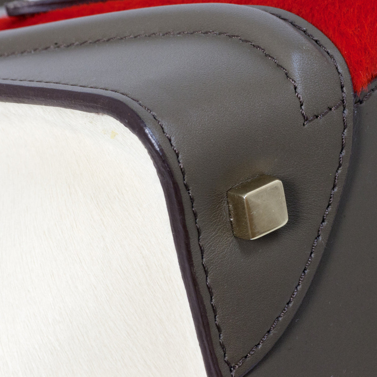 Celine Tri Color Calf Hair & Leather Mini Luggage Tote Handbags Celine