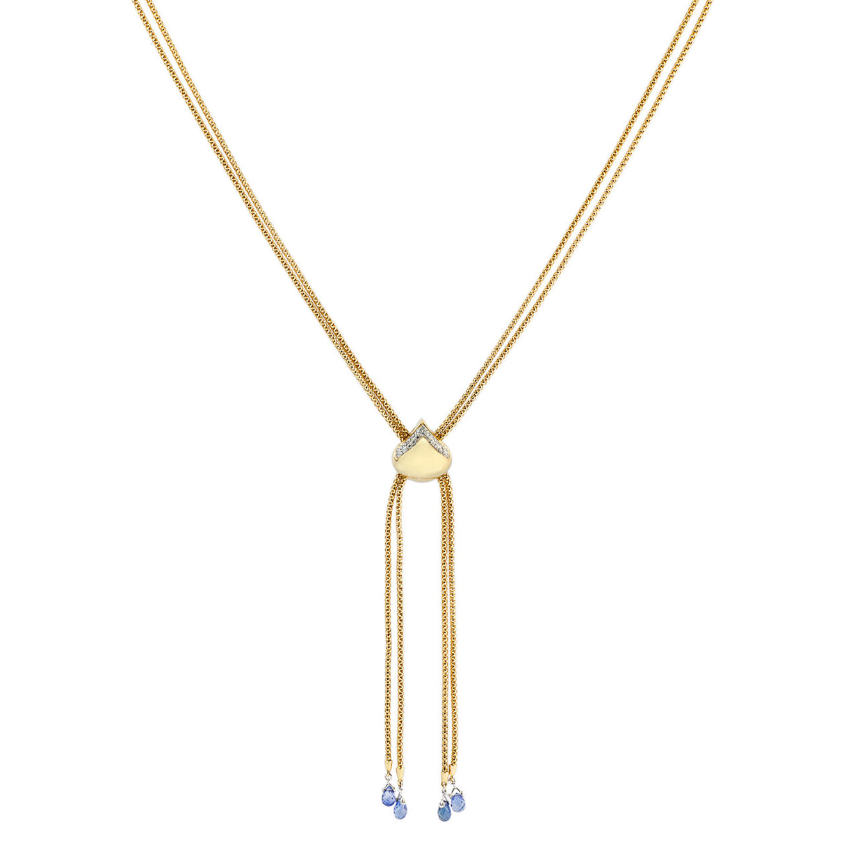 18K Gold Sapphire Diamond Lariat Necklace Fine Jewellery Modaselle