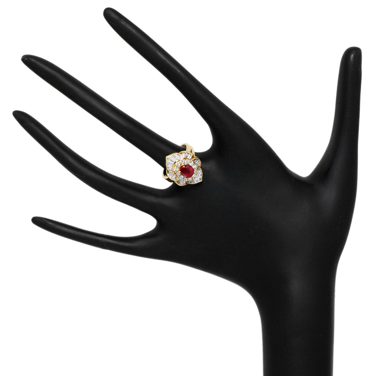 18K Yellow Gold 1.25 Carat Ruby Diamond Ring Fine Jewellery Modaselle