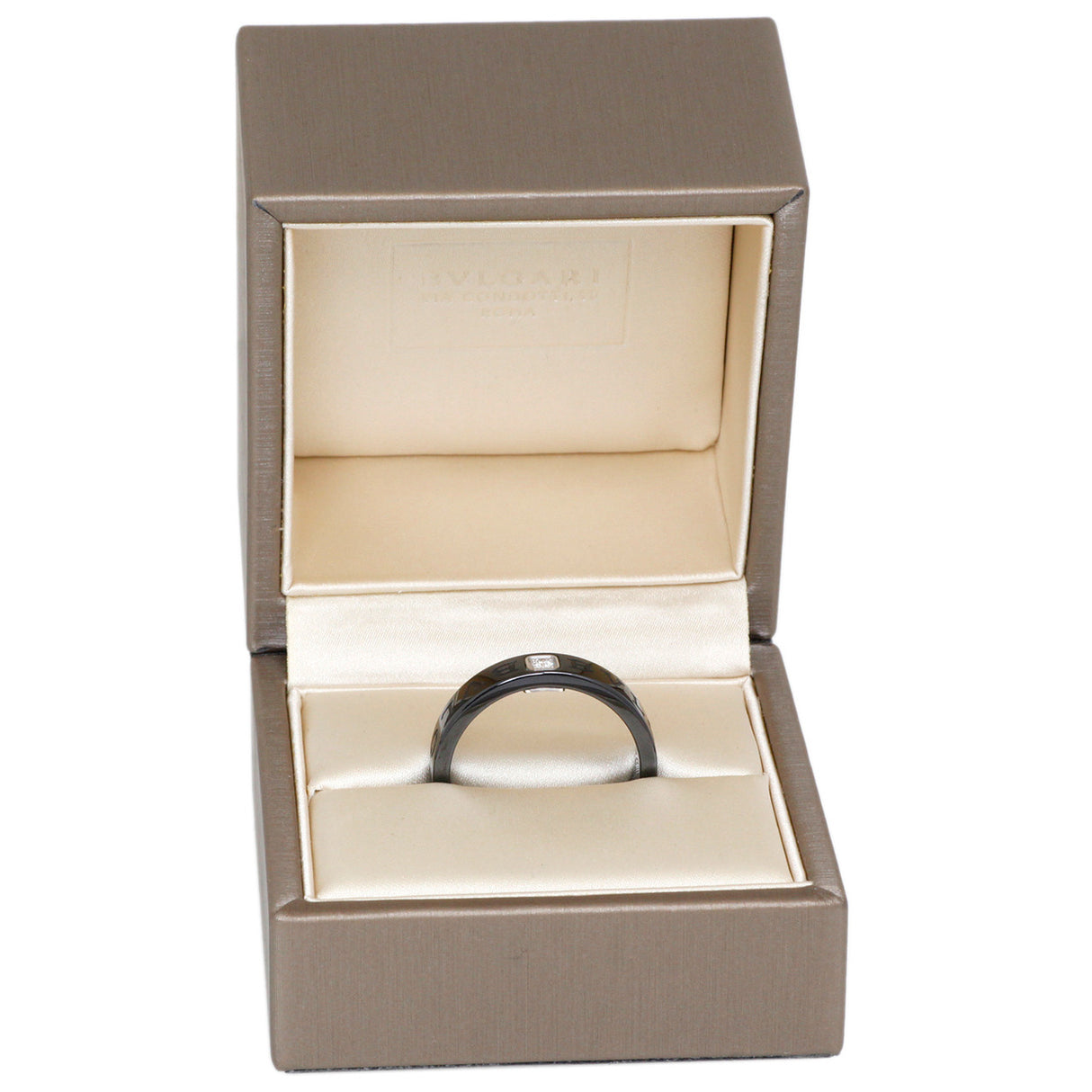 Bulgari Black Ceramic & Diamond Band Ring Designer Jewellery Bulgari