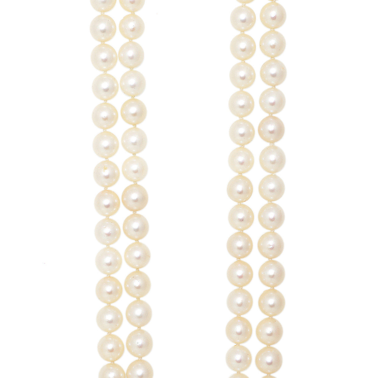 14K White Gold & Diamond Akoya Pearl Double Strand Necklace Fine Jewellery Modaselle