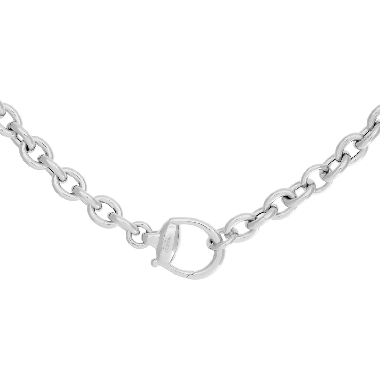 Gucci 18K White Gold, Diamond & Onyx Horsebit Pendant Necklace Designer Jewellery Gucci