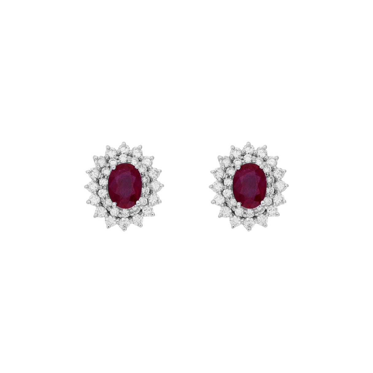 18K White Gold 2.06 Carat Ruby Diamond Earrings Fine Jewellery Modaselle