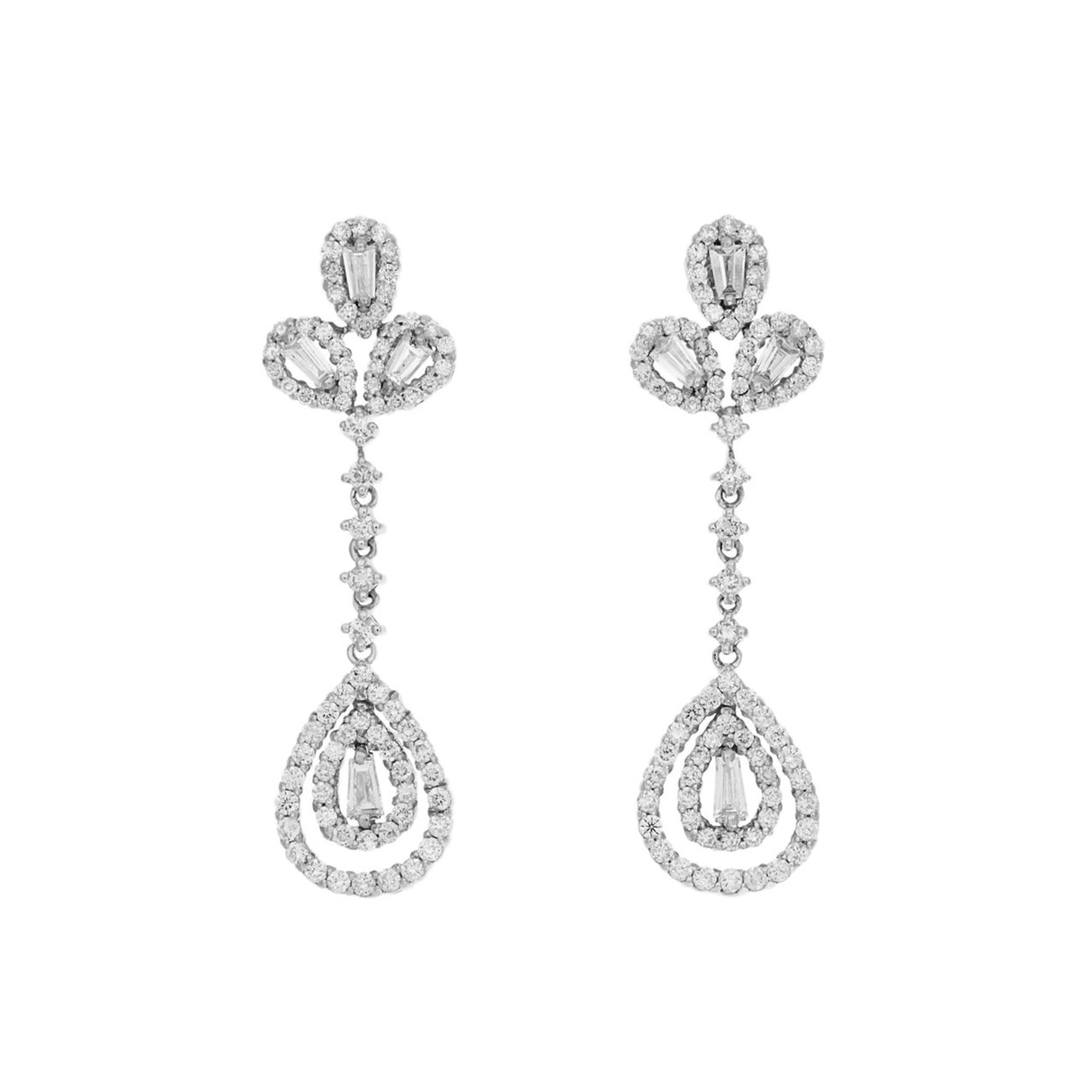 18K White Gold 1.82 Carat Diamond Drop Earrings Fine Jewellery Modaselle