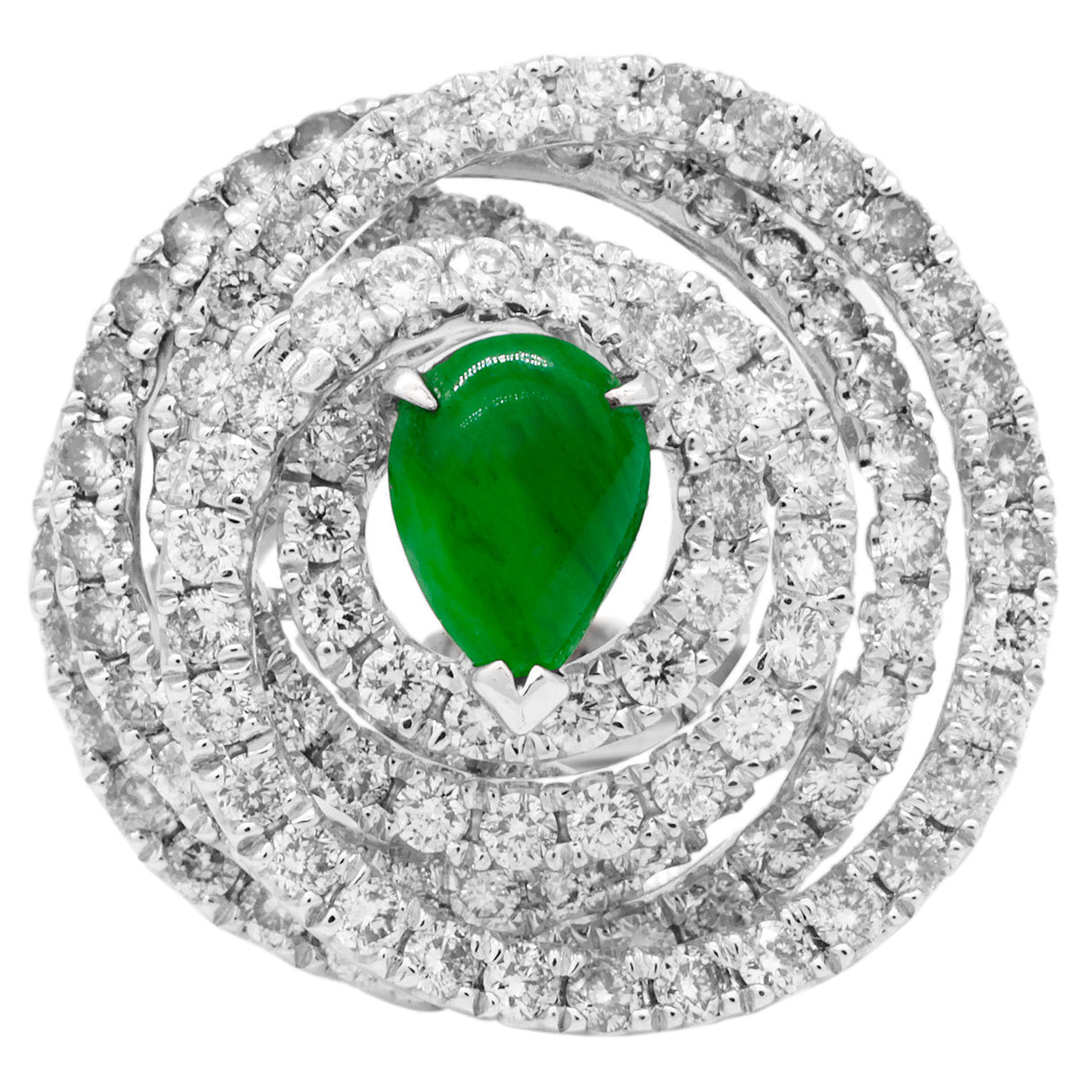 18K White Gold Jadeite 4.08 Carat Diamond Ring Fine Jewellery Modaselle