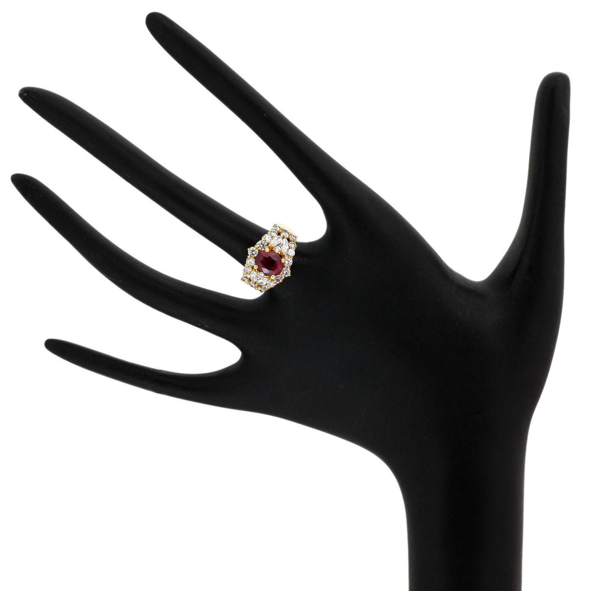 18K Yellow Gold 1.80 Carat Ruby Diamond Ring Fine Jewellery Modaselle
