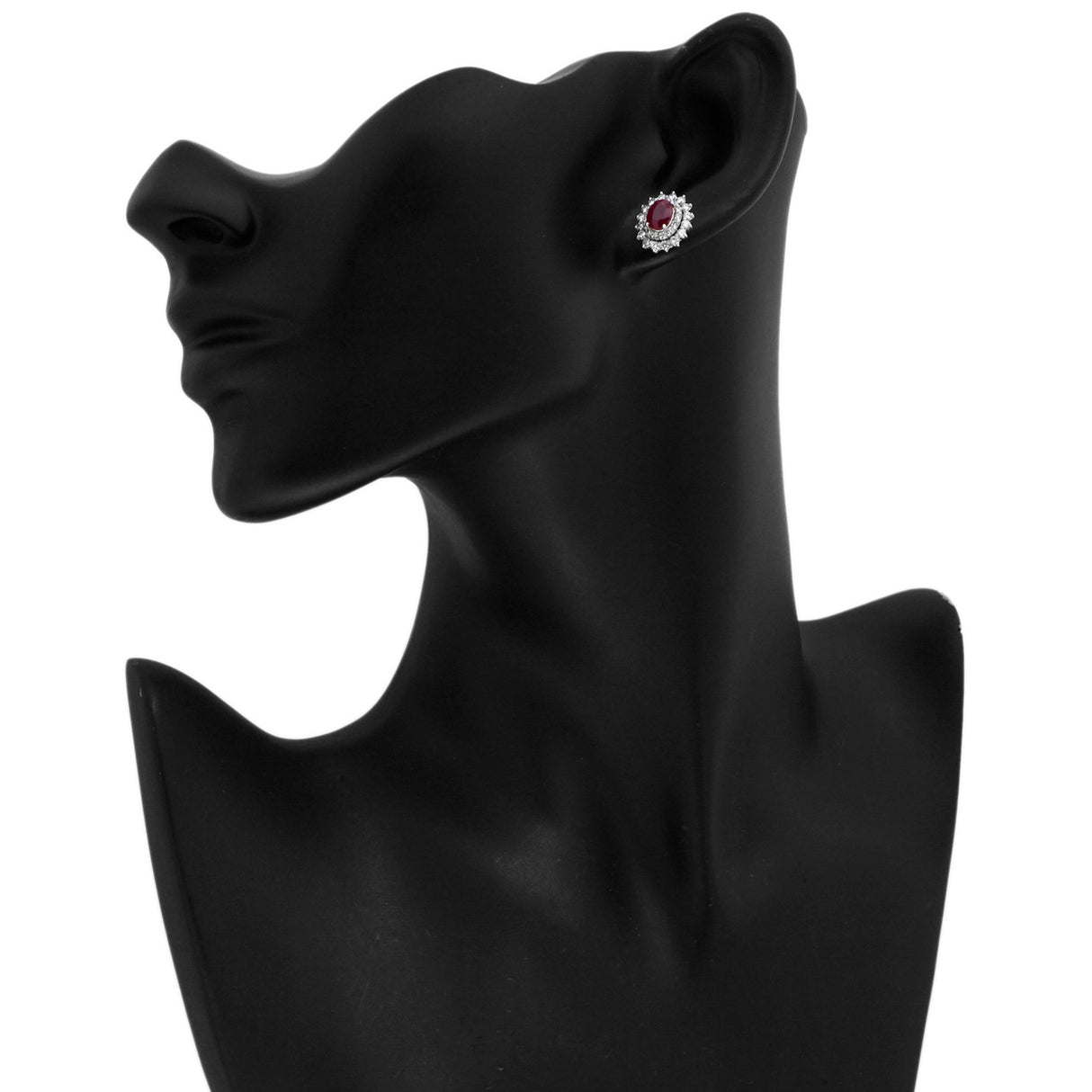 18K White Gold 2.06 Carat Ruby Diamond Earrings Fine Jewellery Modaselle