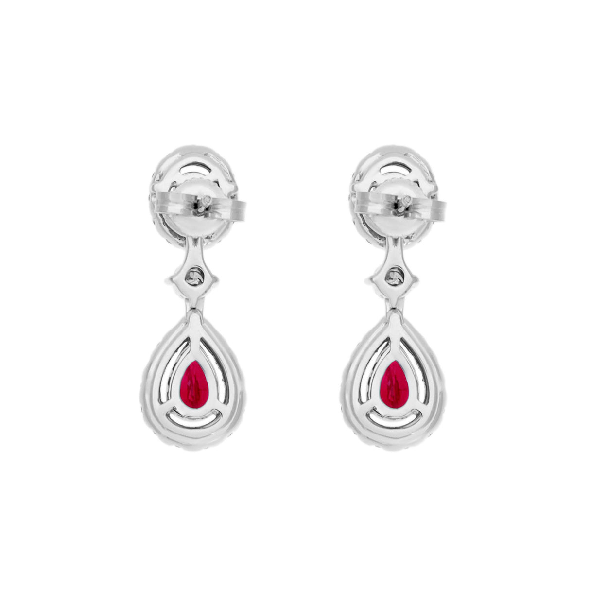 18K White Gold 1.58 Carat Ruby Diamond Drop Earrings Fine Jewellery Modaselle