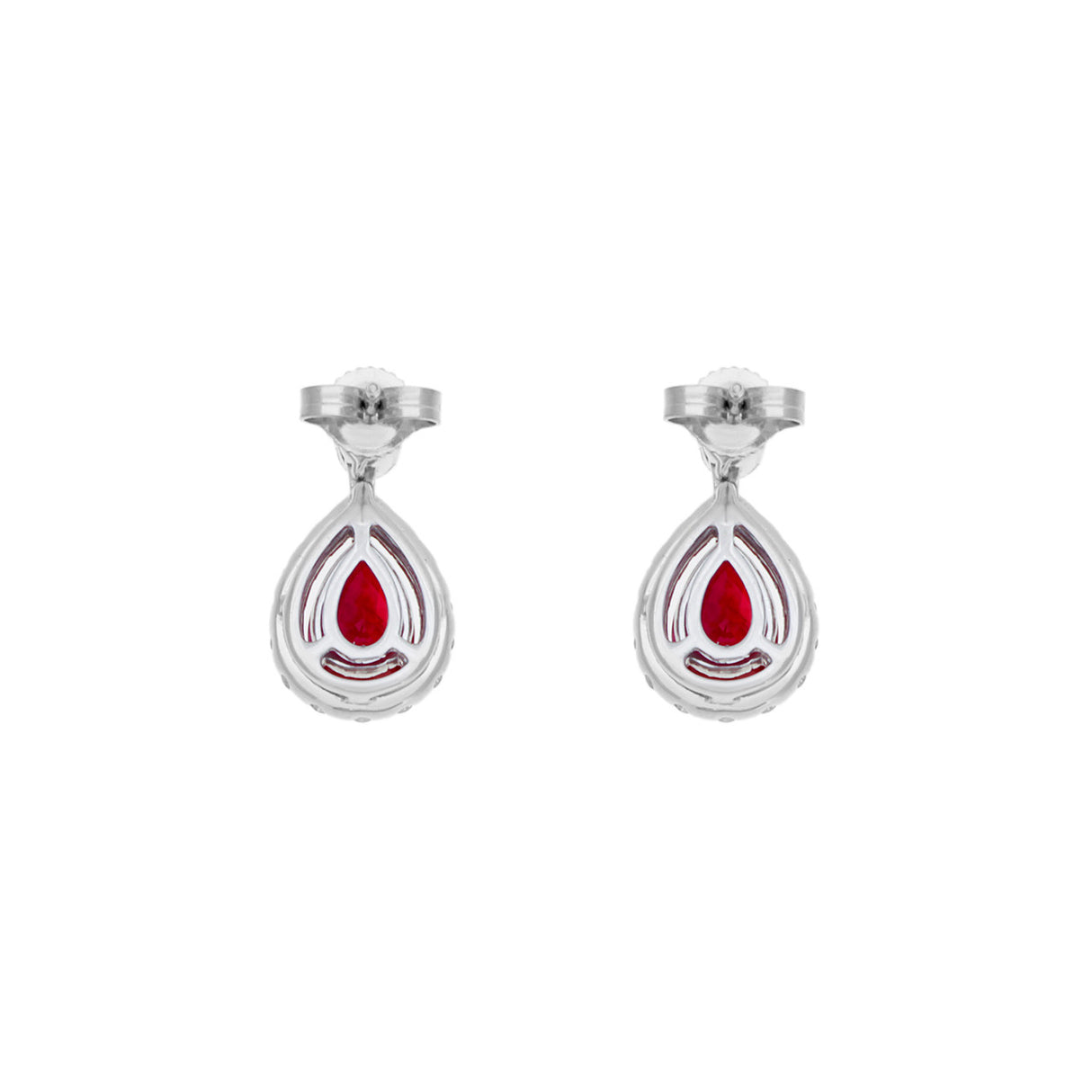18K White Gold 1.76 Carat Ruby Diamond Drop Earrings Fine Jewellery Modaselle
