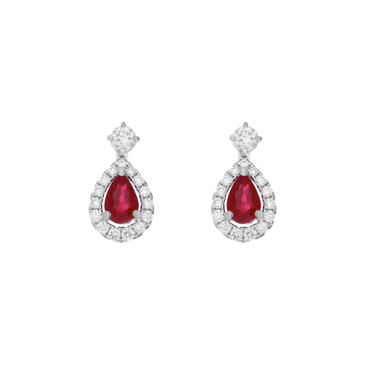 18K White Gold 1.04 Carat Ruby Diamond Drop Earrings Fine Jewellery Modaselle