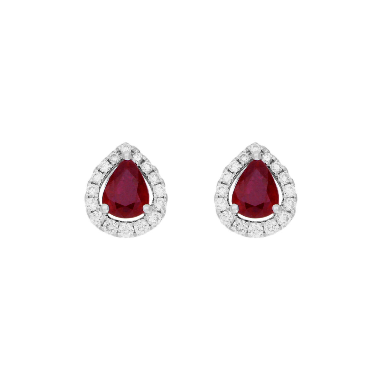 18K White Gold 1.58 Carat Ruby Diamond Earrings Fine Jewellery Modaselle