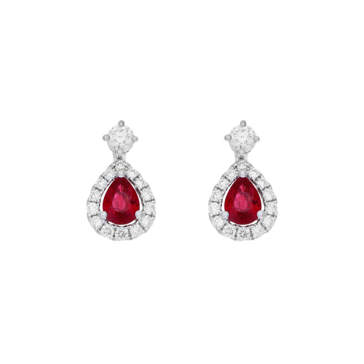 18K White Gold 0.82 Carat Ruby Diamond Drop Earrings Fine Jewellery Modaselle