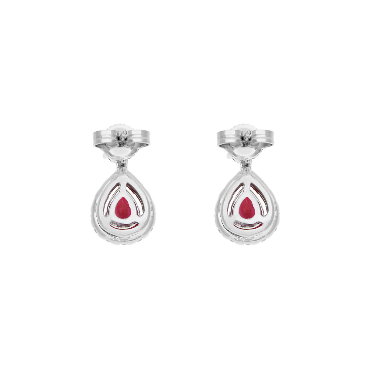 18K White Gold 0.82 Carat Ruby Diamond Drop Earrings Fine Jewellery Modaselle