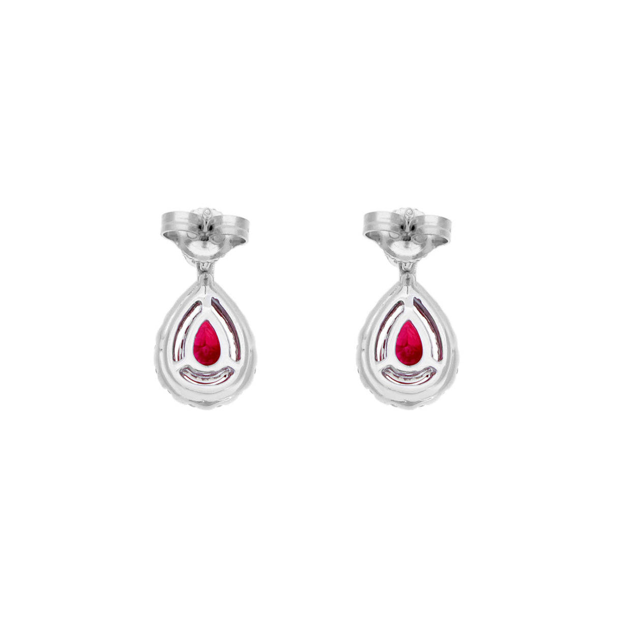 18K White Gold 1.04 Carat Ruby Diamond Drop Earrings Fine Jewellery Modaselle