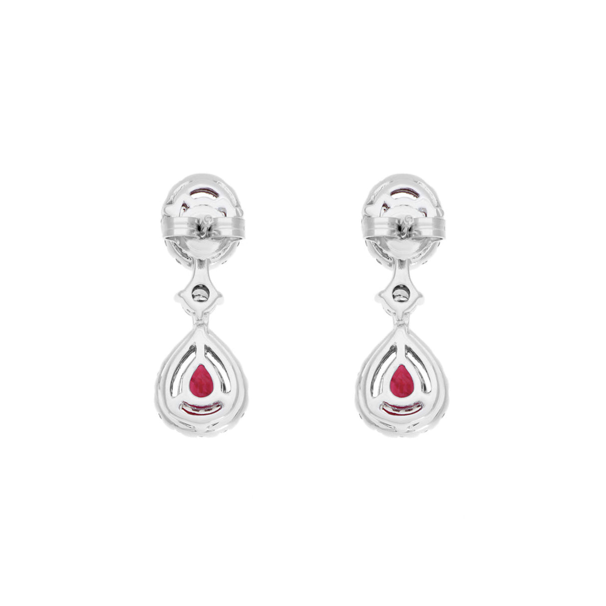 18K White Gold 1.34 Carat Ruby Diamond Drop Earrings Fine Jewellery Modaselle