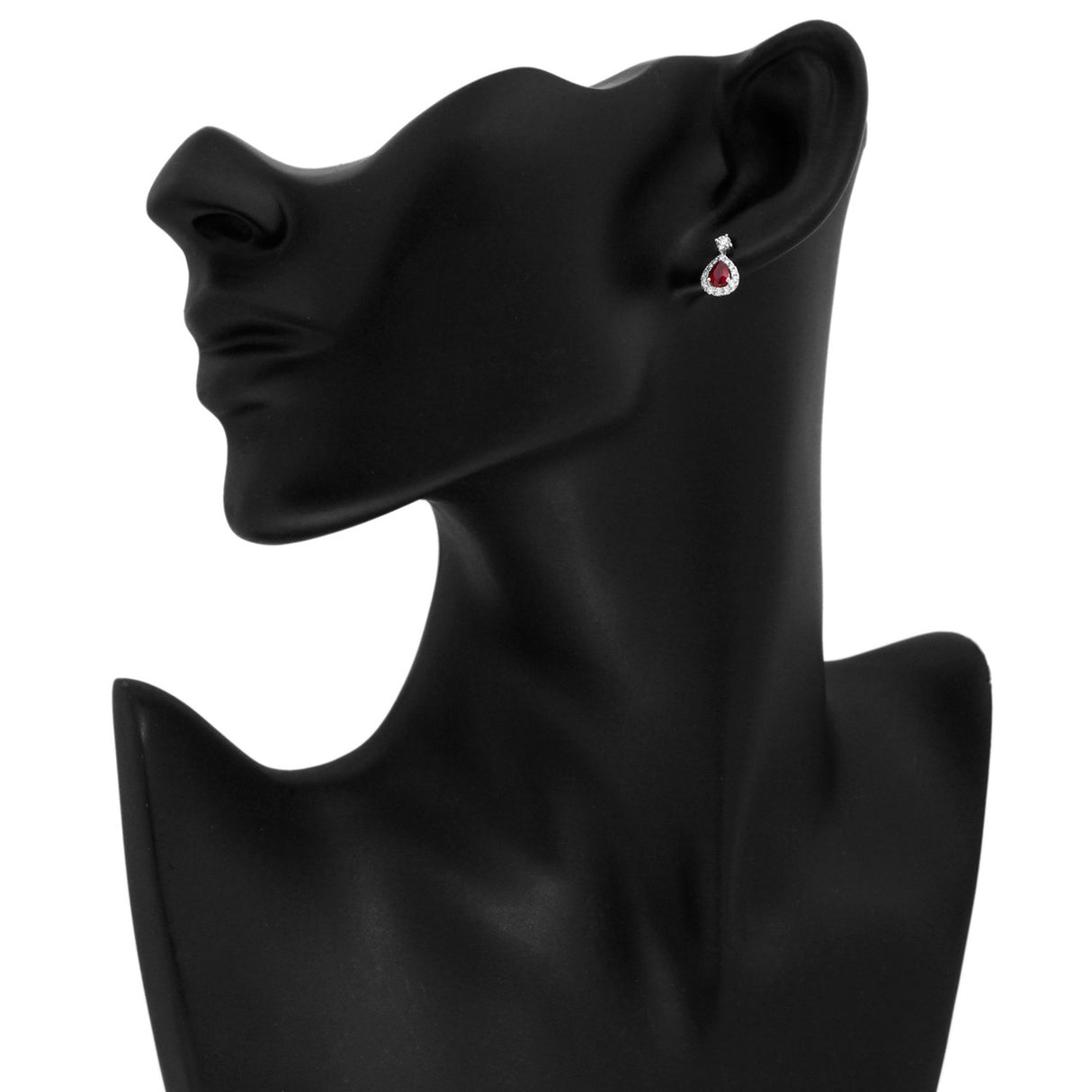 18K White Gold 0.82 Carat Ruby Diamond Drop Earrings Fine Jewellery Modaselle