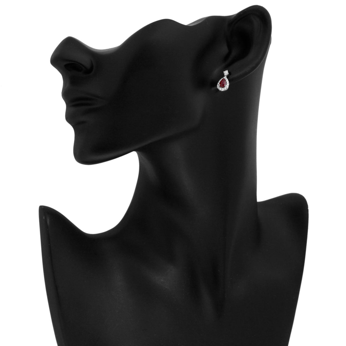 18K White Gold 1.04 Carat Ruby Diamond Drop Earrings Fine Jewellery Modaselle