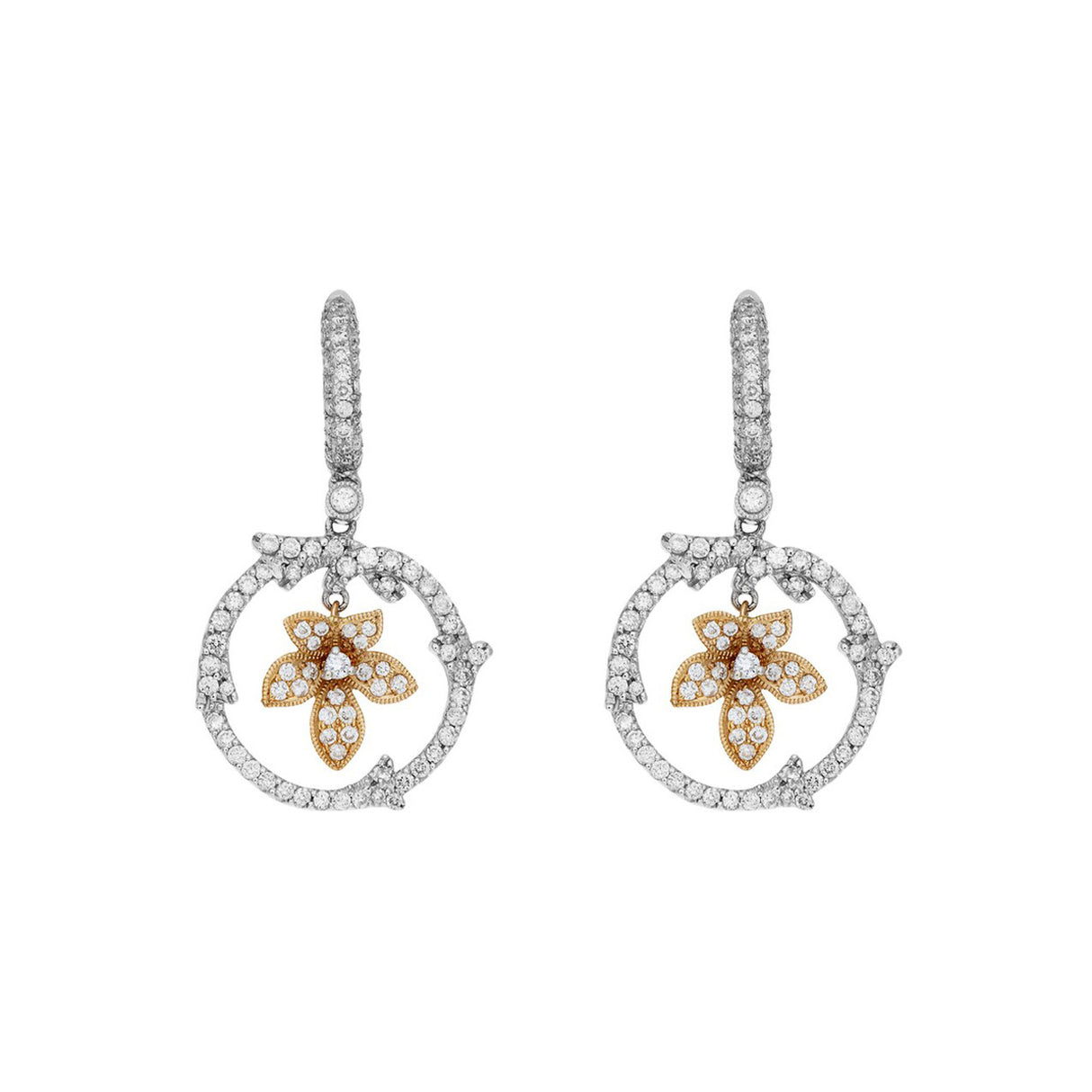18K White & Rose Gold 1.34 Carat Diamond Drop Earrings Fine Jewellery Modaselle