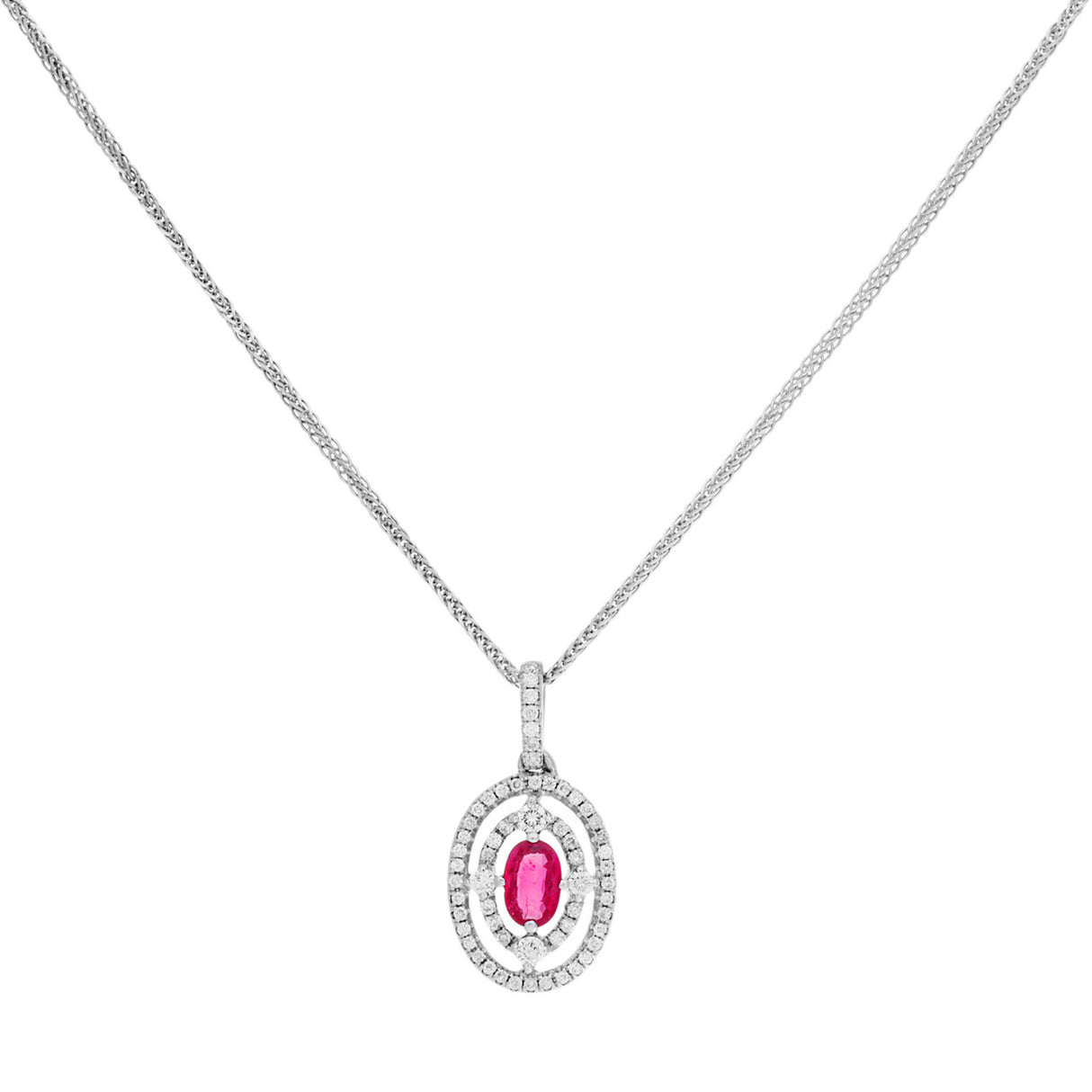 18K White Gold 0.55 Carat Ruby & Diamond Pendant Fine Jewellery Modaselle