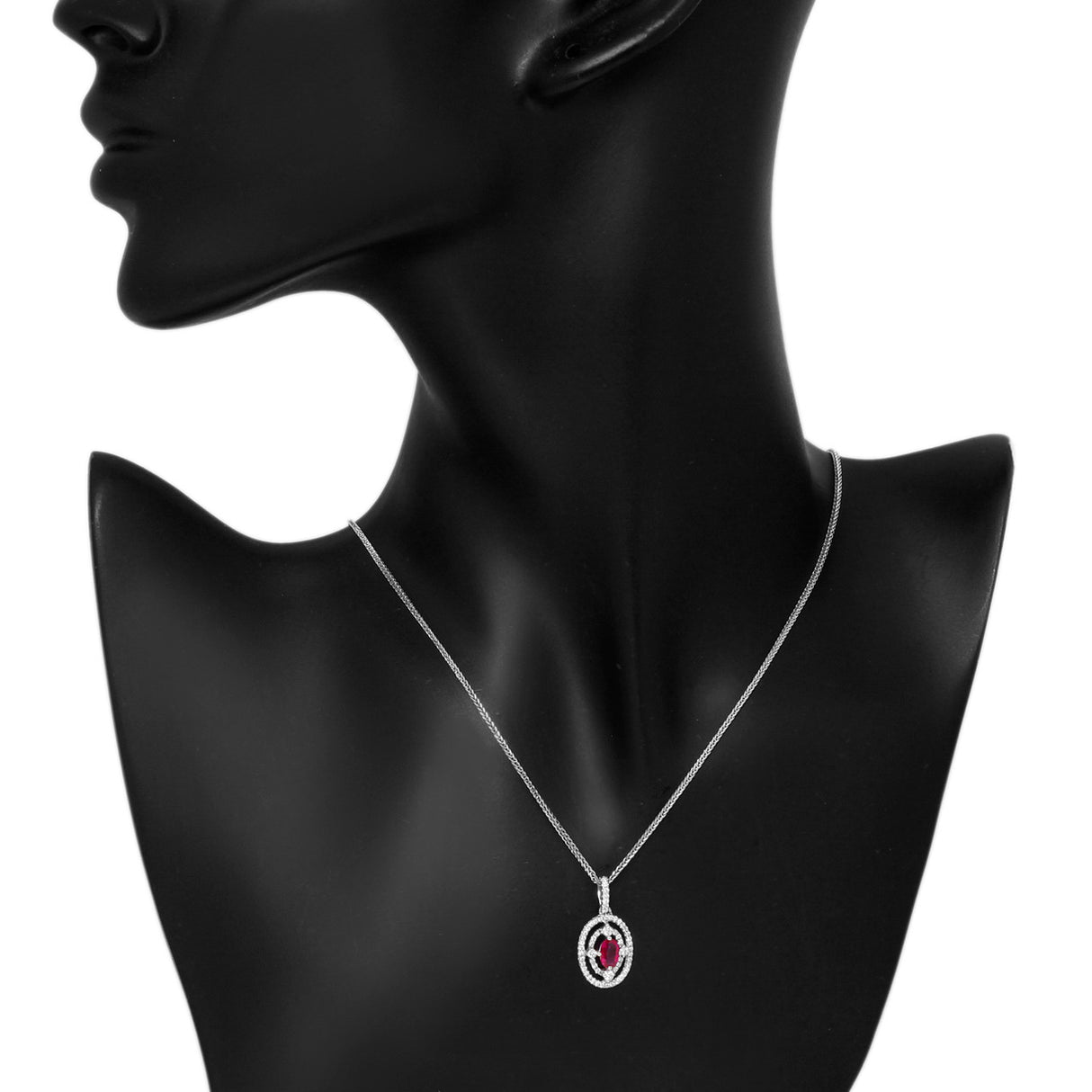 18K White Gold 0.55 Carat Ruby & Diamond Pendant Fine Jewellery Modaselle