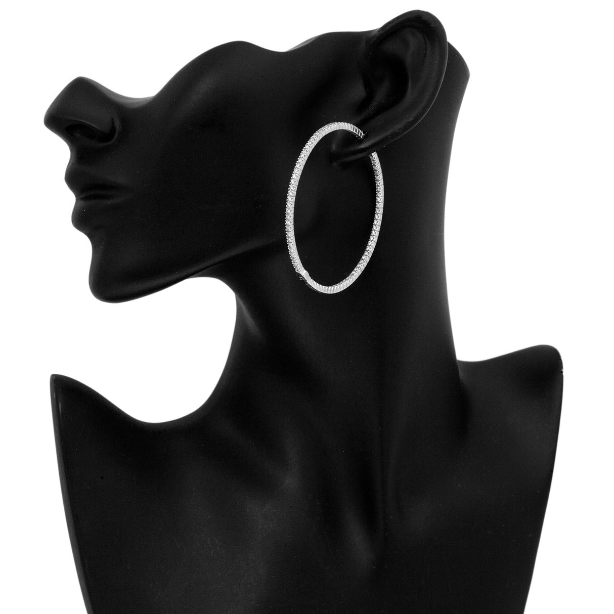 18K White Gold 2.52 Carat Diamond Hoop Earrings Fine Jewellery Modaselle