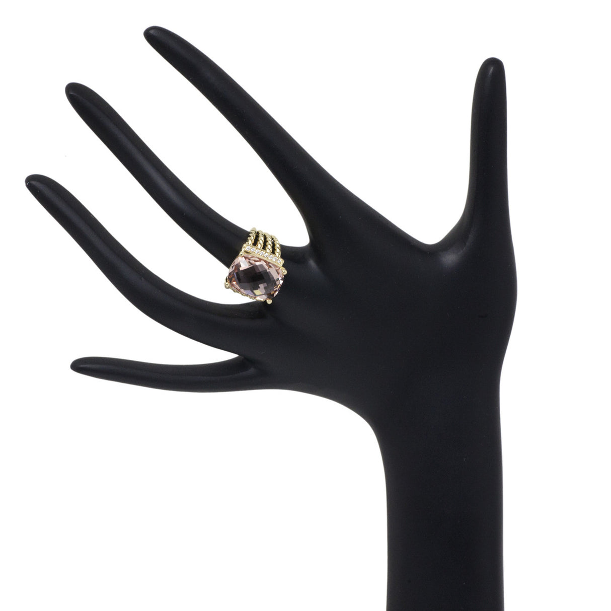 David Yurman 18K Yellow Gold, Morganite & Diamond Wheaton Ring Designer Jewellery David Yurman