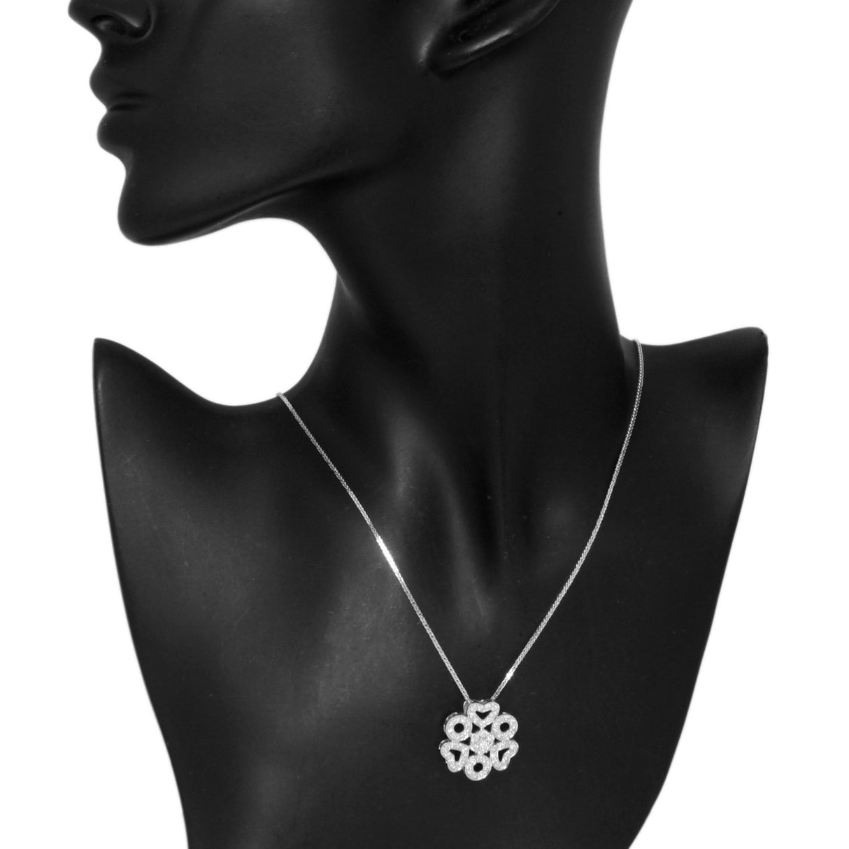 18K White Gold 1.17 Carat Diamond Hearts Pendant Fine Jewellery Modaselle