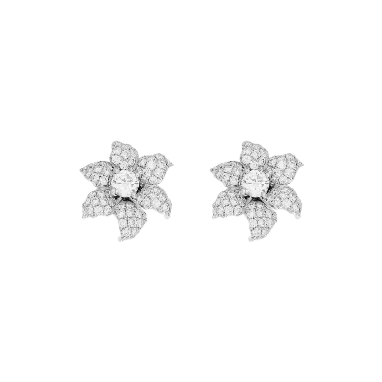 18K White Gold 2.98 Carat Diamond Blossom Earrings Fine Jewellery Modaselle