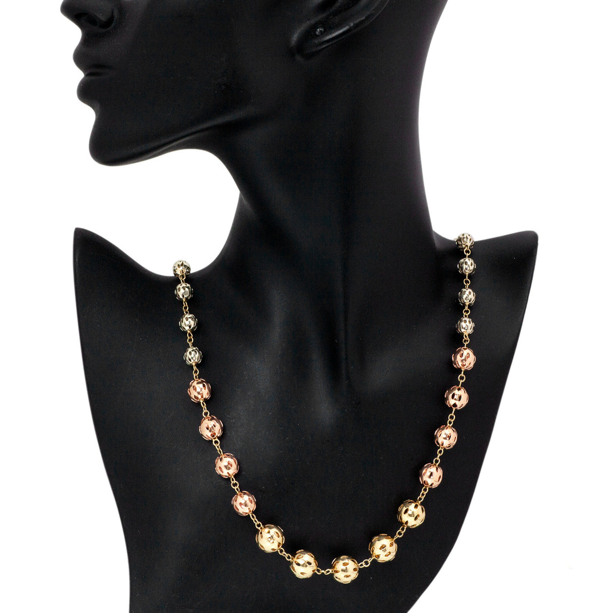 14K Tricolor Bead Necklace Fine Jewellery Modaselle