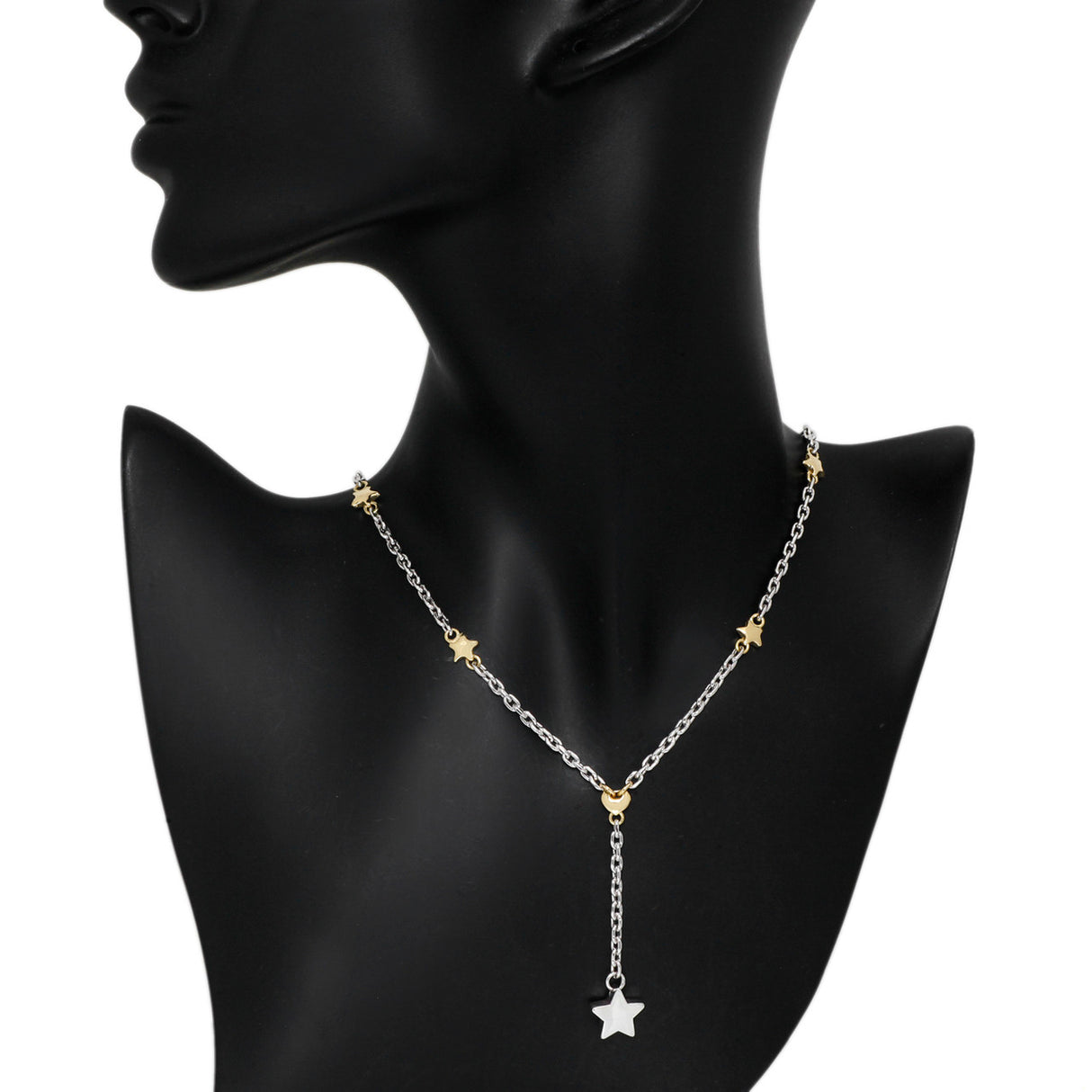 18K White & Yellow Gold Star Necklace Fine Jewellery Modaselle