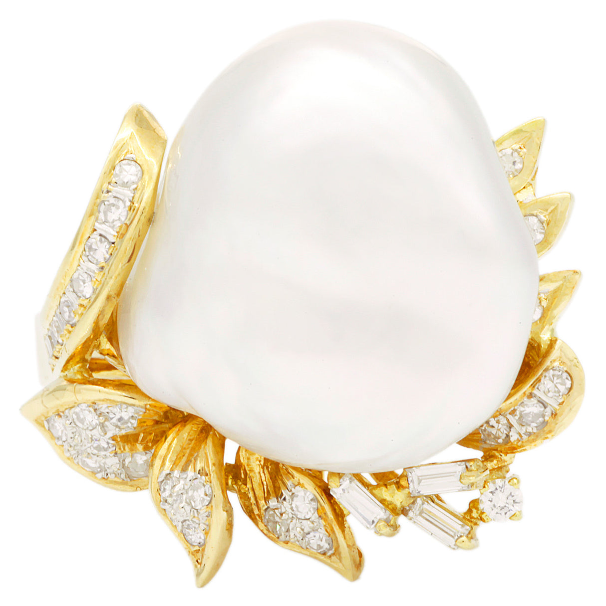 18K Yellow Gold Baroque South Sea Pearl Ring Fine Jewellery Modaselle