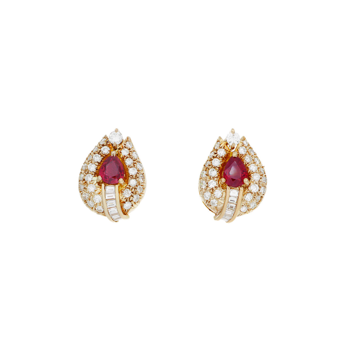 18K Yellow Gold 0.54 Carat Ruby & Diamond Earrings Fine Jewellery Modaselle