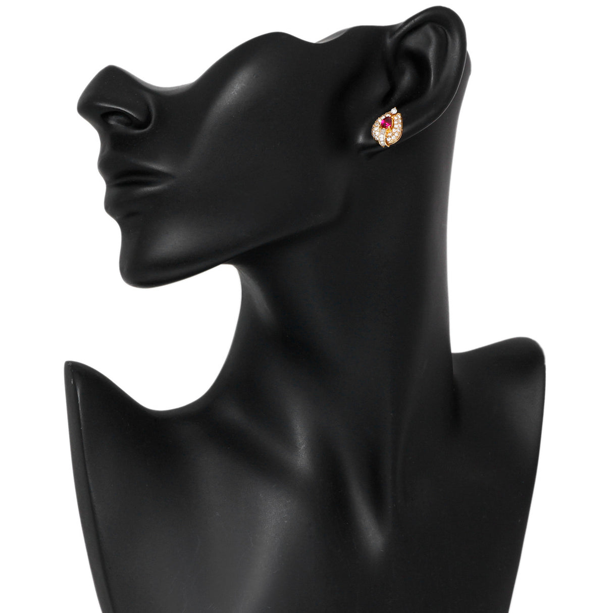 18K Yellow Gold 0.54 Carat Ruby & Diamond Earrings Fine Jewellery Modaselle