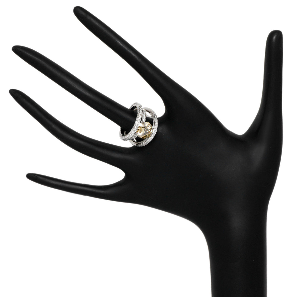 18K White Gold 3.14 Carat Fancy Yellow/Brown Diamond Ring Fine Jewellery Modaselle