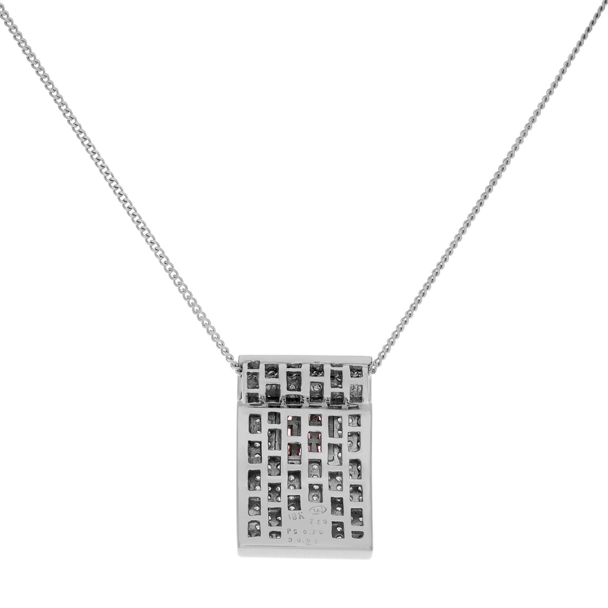 18K White Gold Diamond Pink Sapphire Pendant Necklace Fine Jewellery Modaselle