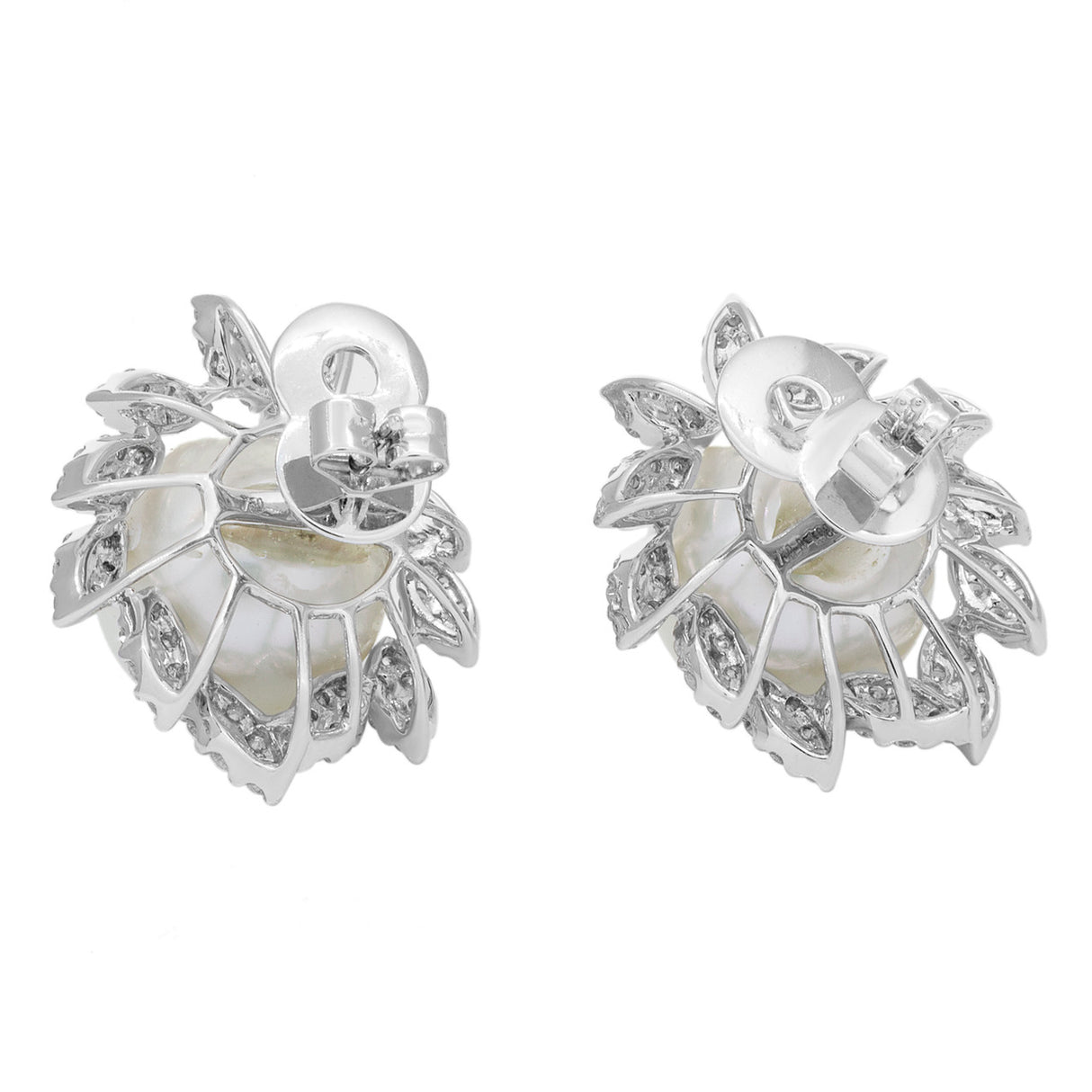 18K White Gold South Sea Pearl 1.98 Carat Diamond Earrings Fine Jewellery Modaselle