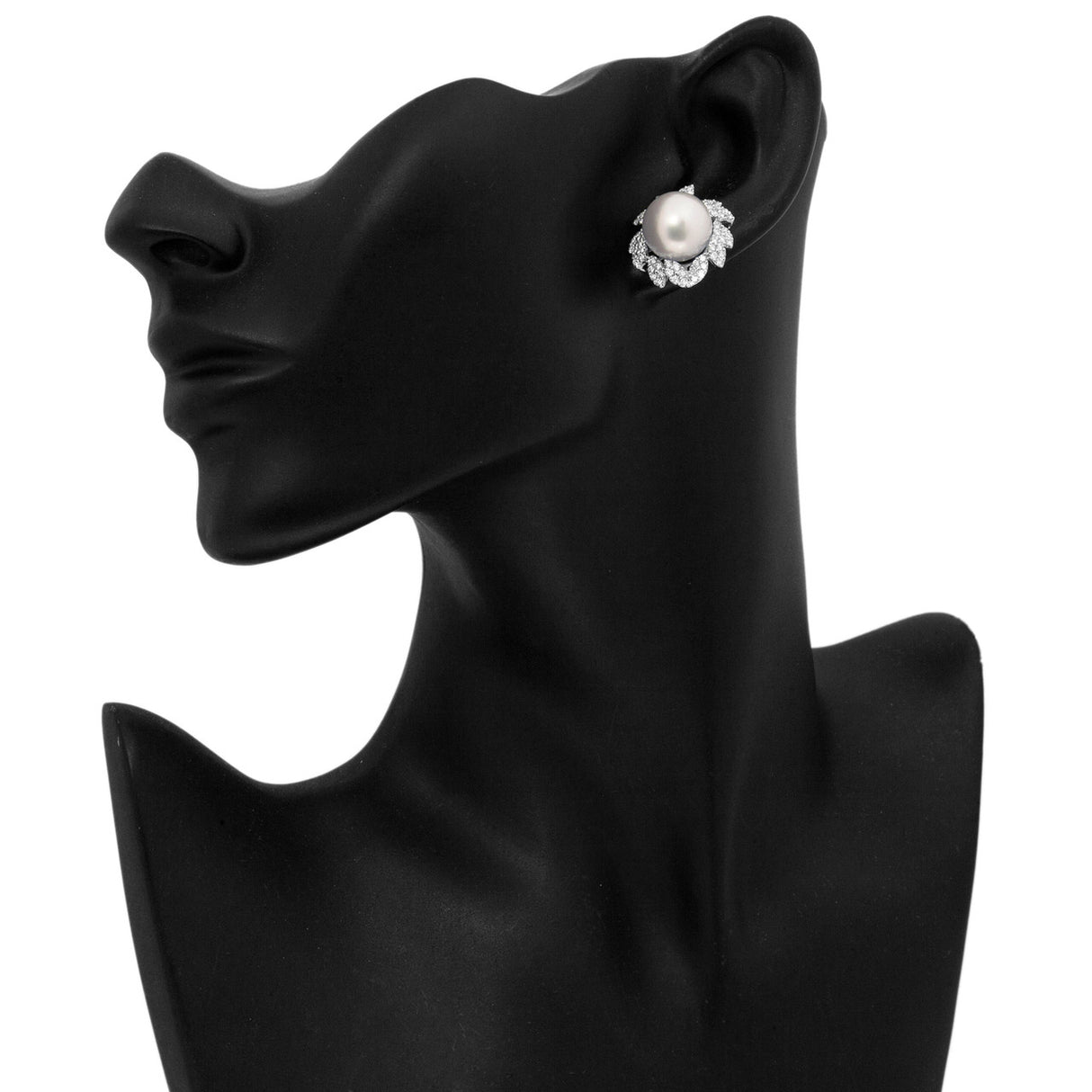 18K White Gold South Sea Pearl 1.98 Carat Diamond Earrings Fine Jewellery Modaselle