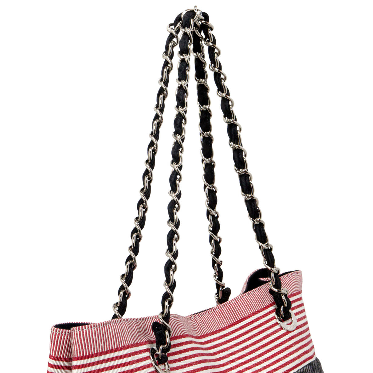 Chanel Grey Quilted Grosgrain Denim Drawstring Tote Handbags Chanel