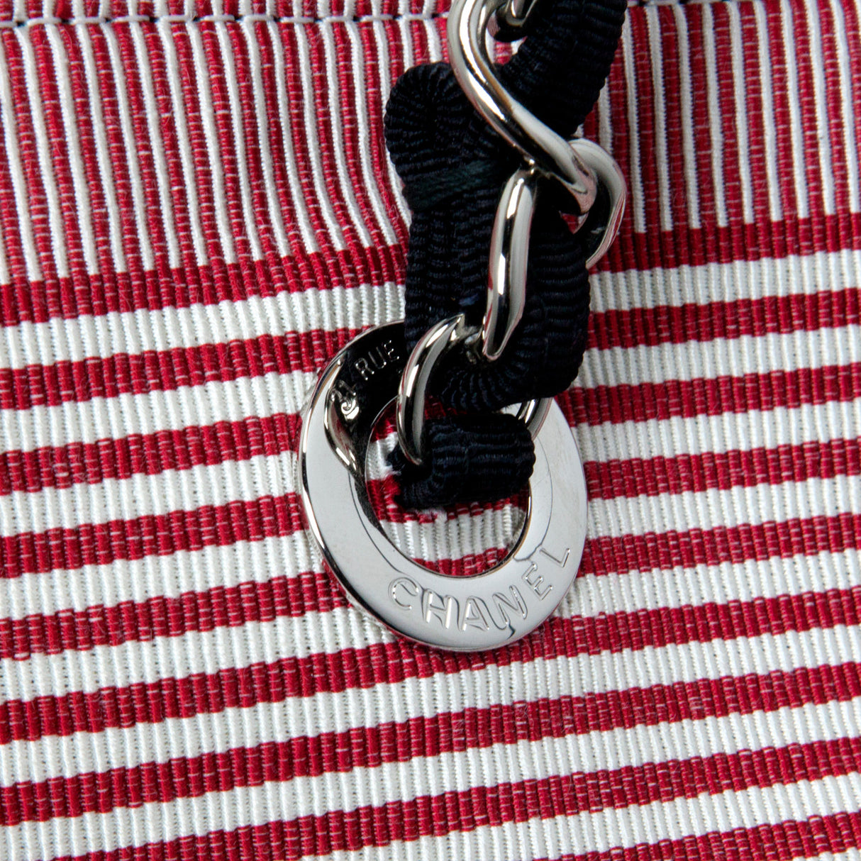 Chanel Grey Quilted Grosgrain Denim Drawstring Tote Handbags Chanel