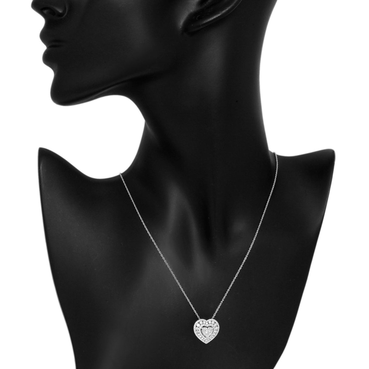 18K White Gold 1.04 Carat Diamond Heart Pendant Necklace Fine Jewellery Modaselle