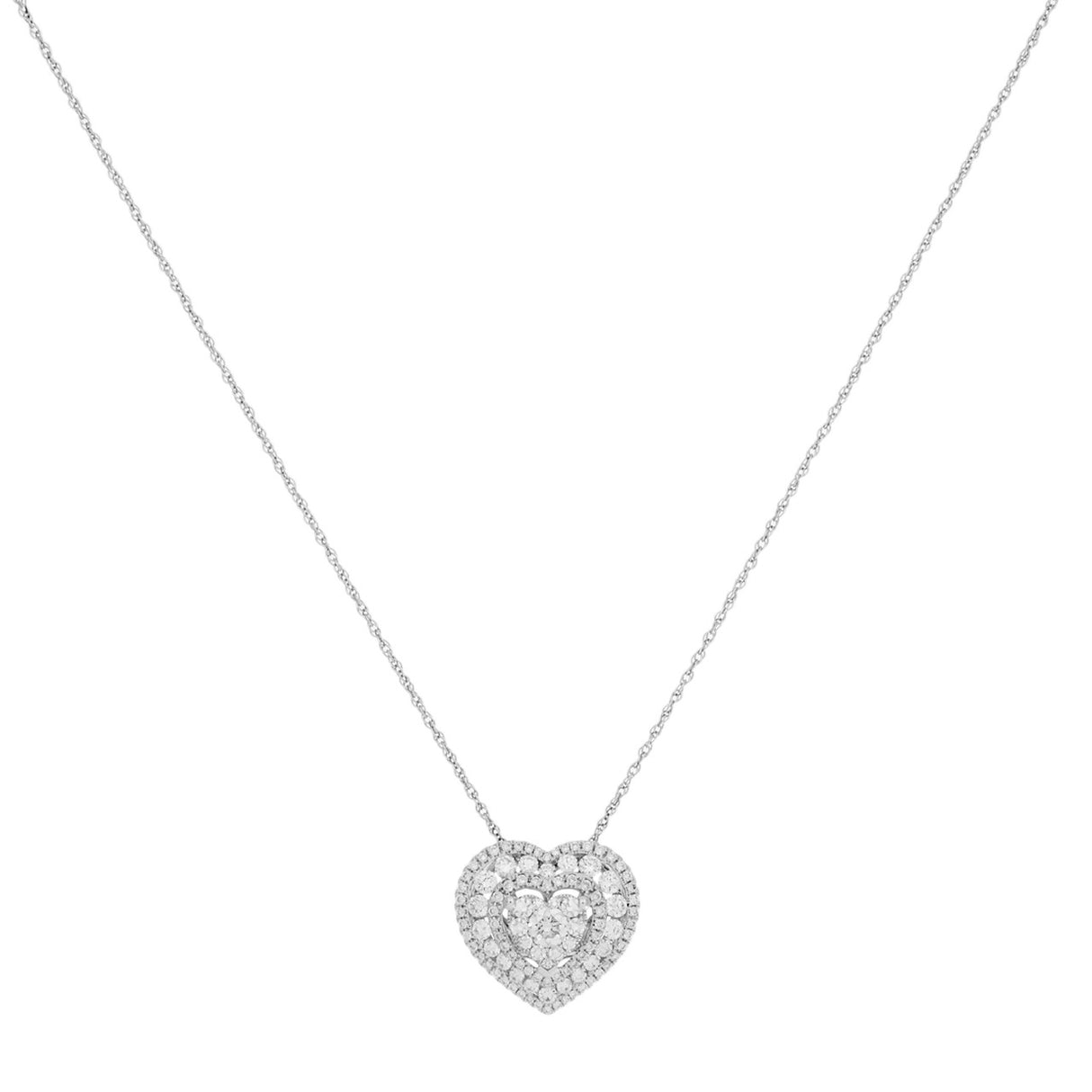 18K White Gold 1.04 Carat Diamond Heart Pendant Necklace Fine Jewellery Modaselle