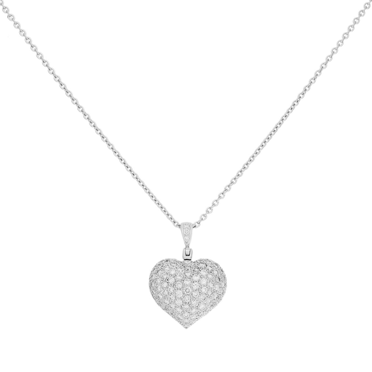 18K White Gold 2.00 Carat Diamond Heart Pendant Necklace Fine Jewellery Modaselle