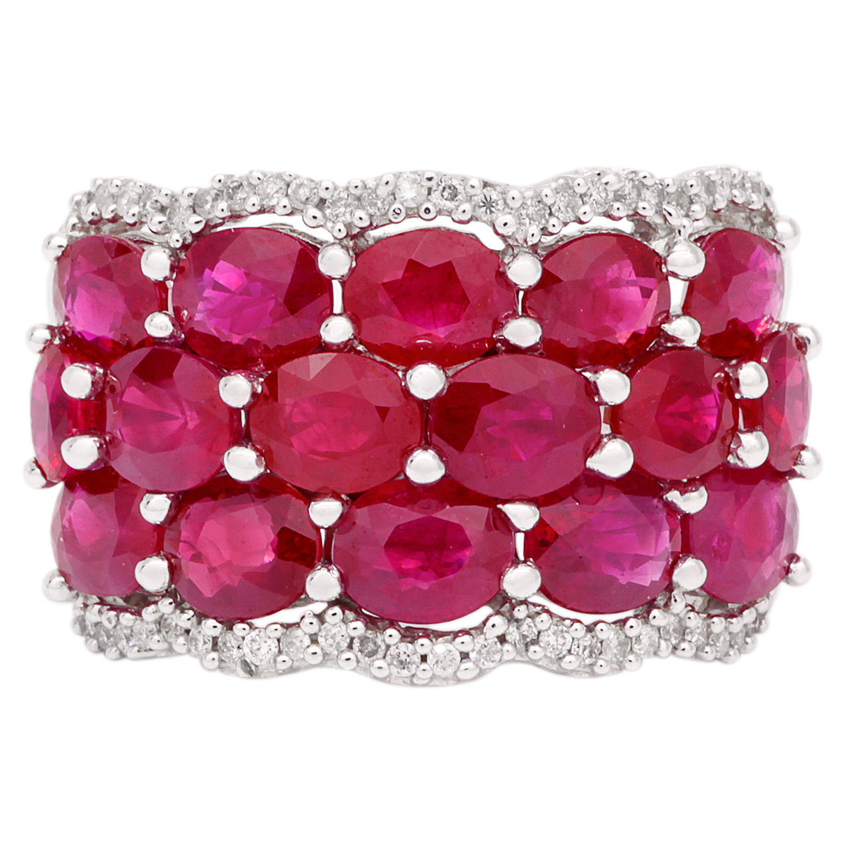 14K White Gold 7.20 Carat Ruby & Diamond Ring Fine Jewellery Modaselle